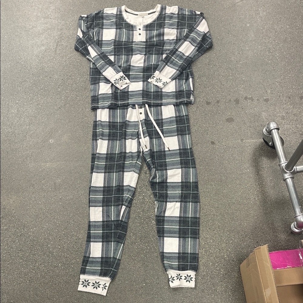 Plaid PJ SALVAGE Set - GREEN and White